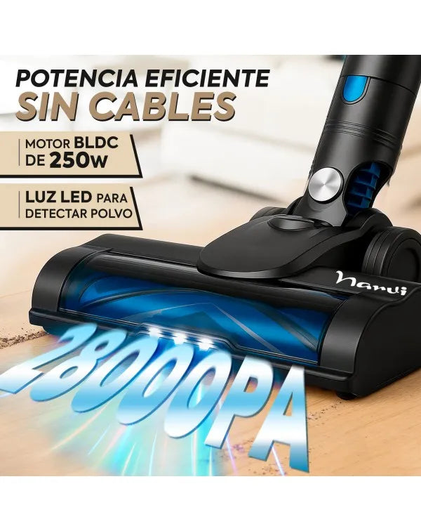 NARVI Akku-Staubsauger mit 250 W Motor, wiederaufladbarem und entnehmbarem Akku, LED-Stauberkennungslicht, 100 AW Saugleistung, HEPA-Filter und motorisierter Anti-Tangle-Bürste. Ref. AC 10