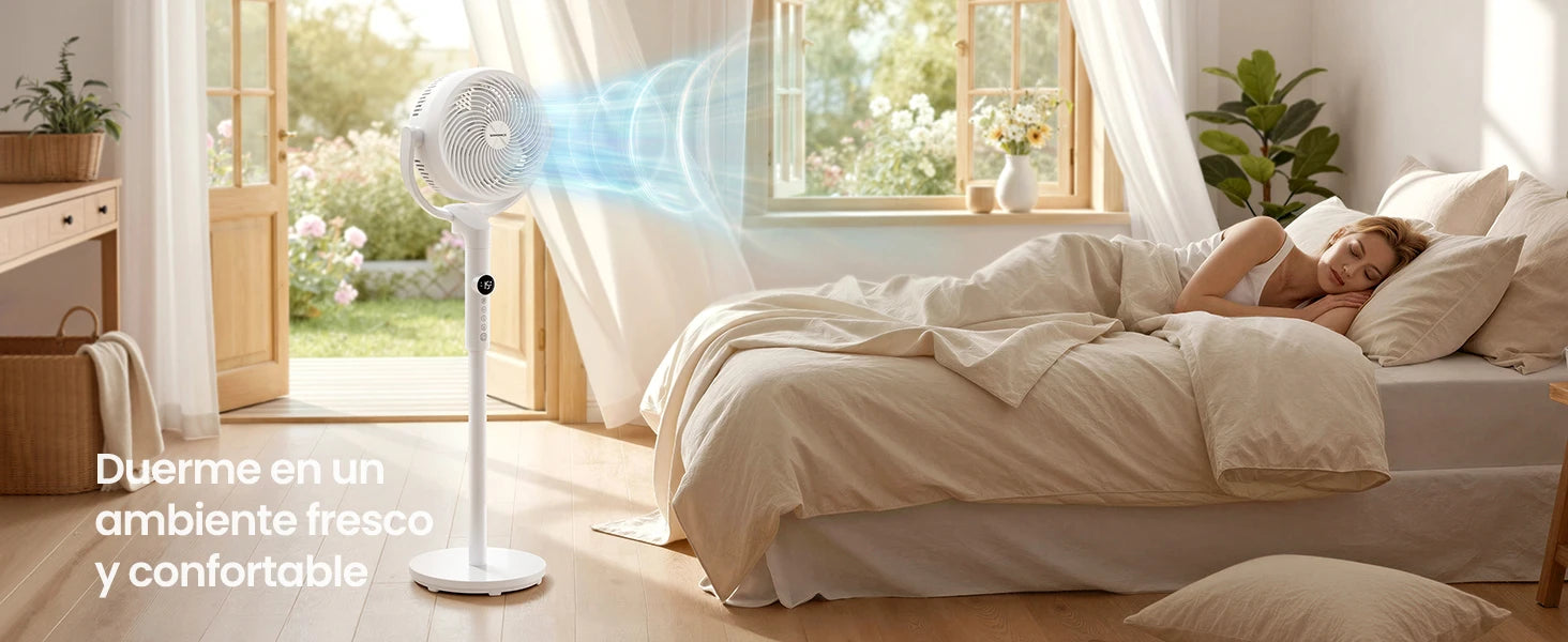 Ventilatore a Piantana SONGMICS, Ventilatore Silenzioso 20 dB, Telecomando, Camera da Letto, Oscillazione 120°+135°, 15 Velocità, Timer 15 Ore, 3 Modalità, Altezza Regolabile, Nero Inchiostro/Bianco Nuvola