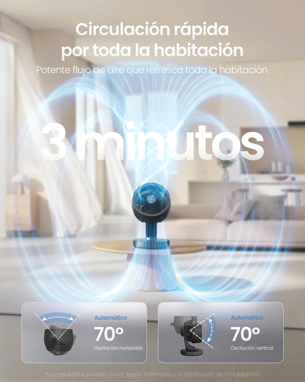SONGMICS Ventilatore da Tavolo Silenzioso 20 dB, Display LED e Telecomando, Oscillazione a 70°, 8 Velocità, Timer 12 Ore, Circolazione dell'Aria, Nero Inchiostro/Bianco Nuvola
