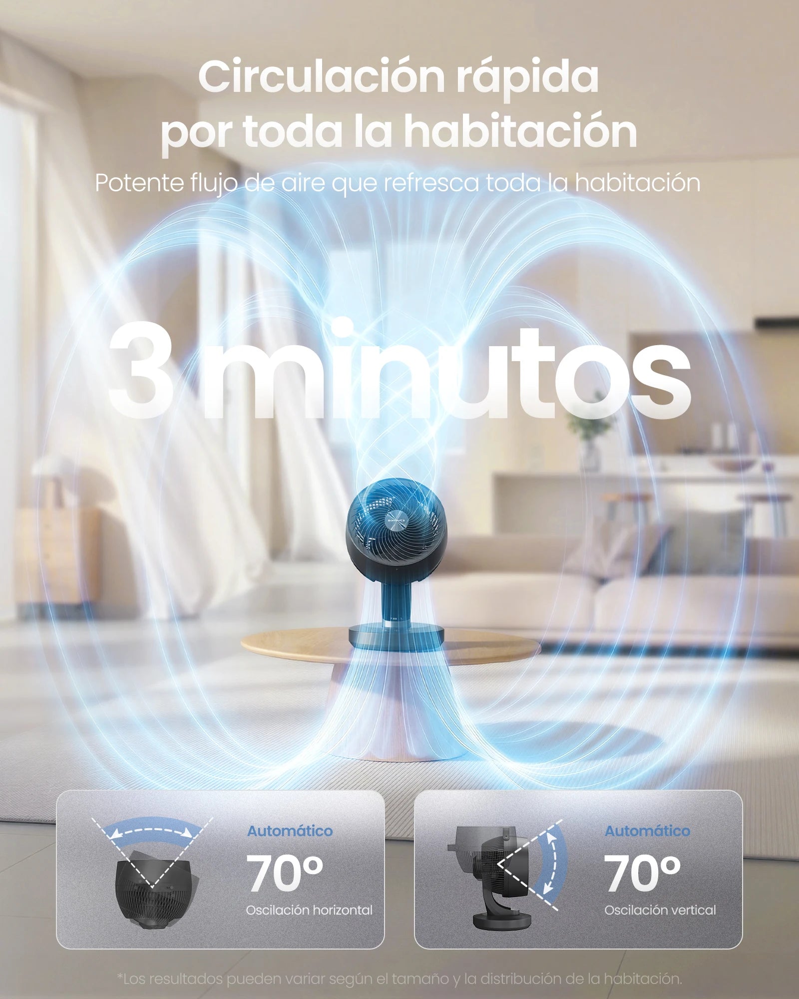 SONGMICS Ventilatore da Tavolo Silenzioso 20 dB, Display LED e Telecomando, Oscillazione a 70°, 8 Velocità, Timer 12 Ore, Circolazione dell'Aria, Nero Inchiostro/Bianco Nuvola