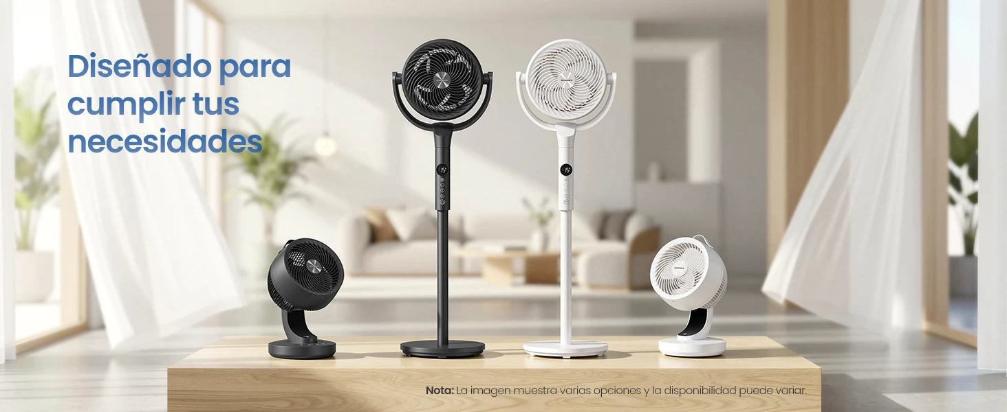 SONGMICS Ventilatore da Tavolo Silenzioso 20 dB, Display LED e Telecomando, Oscillazione a 70°, 8 Velocità, Timer 12 Ore, Circolazione dell'Aria, Nero Inchiostro/Bianco Nuvola