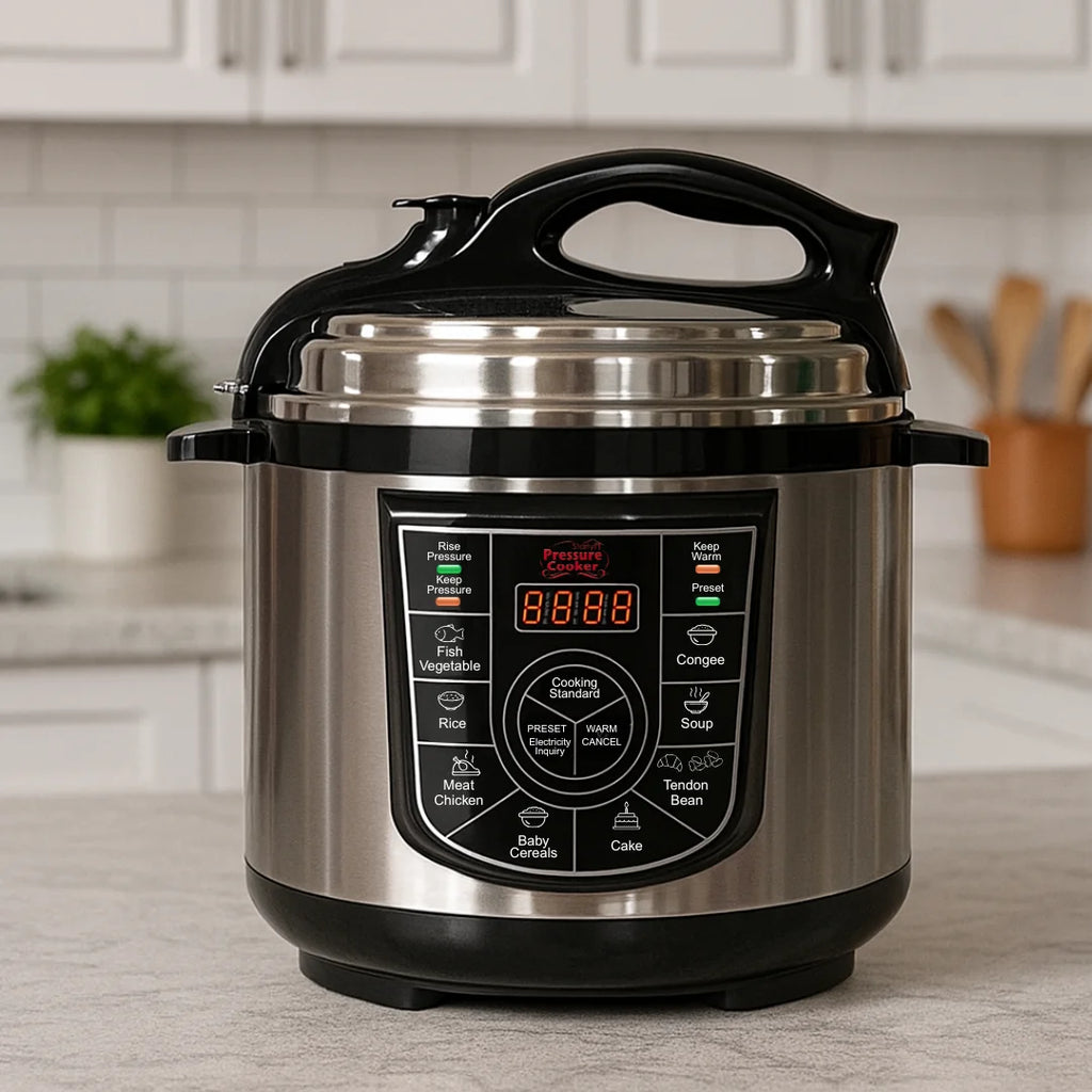 STARLYF Schnellkochtopf Programmierbarer elektrischer Schnellkochtopf, 8-in-1-Multifunktionsgerät, 4 Liter, 1000 W, LCD-Display, Slow Cooker oder Schnellkochtopf, Küchenmaschine, spülmaschinenfest
