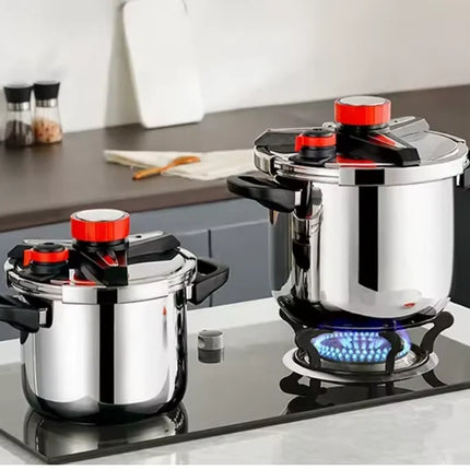MR KITCHEN Pentola a Pressione 2 in 1 in Acciaio Inox 6L-8L-10L con Vaporiera - Adatta per Gas, Induzione e Piani Cottura in Ceramica