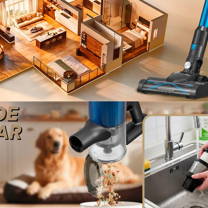 NARVI Cordless Vacuum Cleaner with 250W motor, rechargeable and removable battery, LED light for dust detection, 100 AW suction, HEPA filter and anti-tangle motorized brush. Ref. AC 10