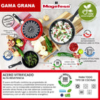MAGEFESA GRANA 3er-Pfannenset (18,20,24), vitrifizierter Emaille-Stahl, in Rot, Induktion und spülmaschinenfest