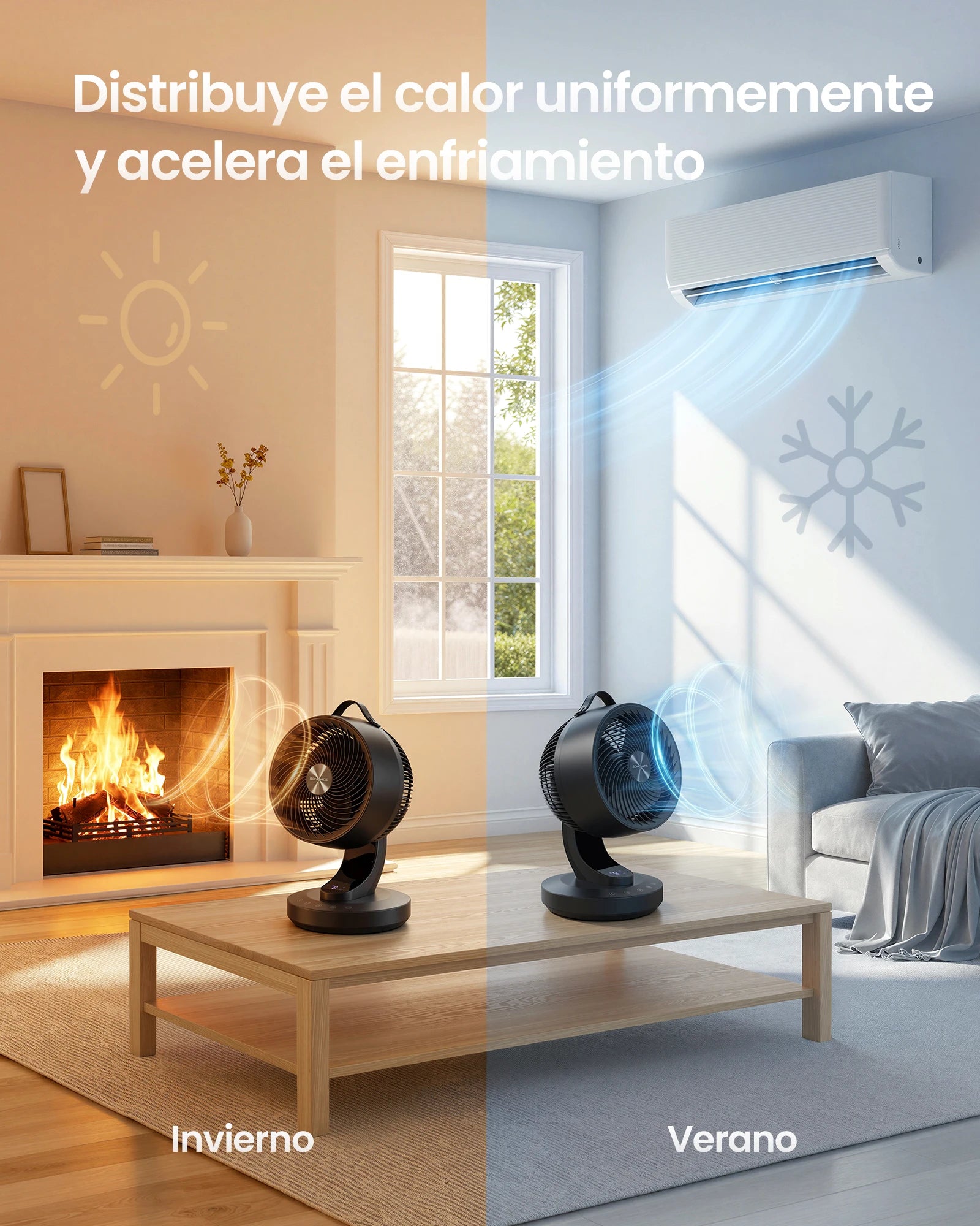 SONGMICS Ventilatore da Tavolo Silenzioso 20 dB, Display LED e Telecomando, Oscillazione a 70°, 8 Velocità, Timer 12 Ore, Circolazione dell'Aria, Nero Inchiostro/Bianco Nuvola