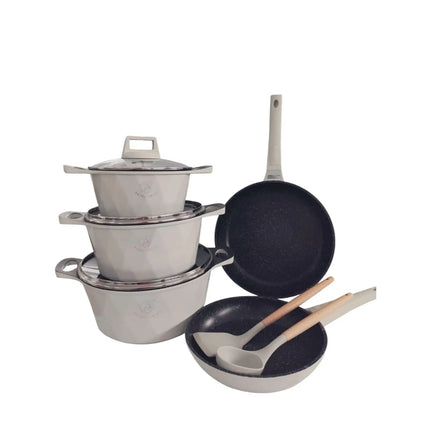 BATTERIA DI PENTOLE - 12 PEZZI - MISURE 20/24/28/24/28CM + 4 PEZZI - ADATTA A TUTTI I TIPI DI FUOCO - ADATTA PER INDUZIONE - ADATTA PER LAVASTOVIGLIE - ANTIADERENTE - ALLUMINIO FUSO - ADATTA AL FORNO - ROYA