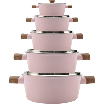 PENTOLE - COLORE ROSA - ROYAL SWISS - LAVABILE IN LAVASTOVIGLIE - ACCIAIO INOX - ADATTE A TUTTI I PIANI COTTURA - ADATTE ALL'INDUZIONE - Ø16 cm x 10,5 cm 2,1 L - Ø16 cm x 10,5 cm 2,1 L - Ø18x11,5 cm 2,9 L - Ø20x12,5 cm 3,9 L - Ø24x