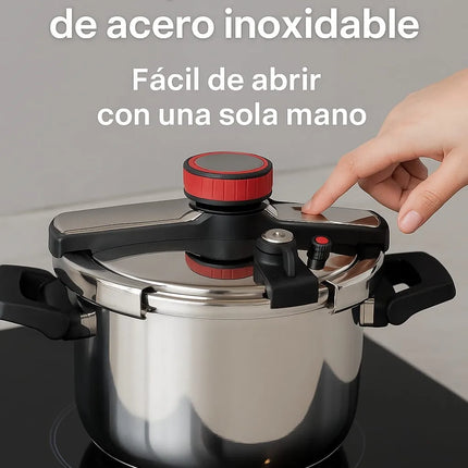 MR KITCHEN Pentola a Pressione 2 in 1 in Acciaio Inox 6L-8L-10L con Vaporiera - Adatta per Gas, Induzione e Piani Cottura in Ceramica