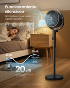 Ventilatore a Piantana SONGMICS, Ventilatore Silenzioso 20 dB, Telecomando, Camera da Letto, Oscillazione 120°+135°, 15 Velocità, Timer 15 Ore, 3 Modalità, Altezza Regolabile, Nero Inchiostro/Bianco Nuvola