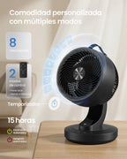 SONGMICS Ventilatore da Tavolo Silenzioso 20 dB, Display LED e Telecomando, Oscillazione a 70°, 8 Velocità, Timer 12 Ore, Circolazione dell'Aria, Nero Inchiostro/Bianco Nuvola