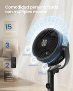 Ventilatore a Piantana SONGMICS, Ventilatore Silenzioso 20 dB, Telecomando, Camera da Letto, Oscillazione 120°+135°, 15 Velocità, Timer 15 Ore, 3 Modalità, Altezza Regolabile, Nero Inchiostro/Bianco Nuvola