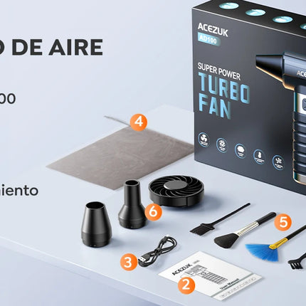 ACEZUK Soffiatore Elettrico per Polvere da 200000RPM, 4 Velocità, Ricaricabile con Batteria da 10500mAh, Soffiatore ad Aria Compressa per PC, Laptop, Tastiera, Auto