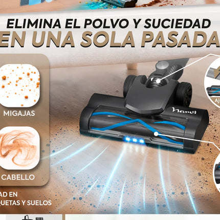 NARVI Cordless Vacuum Cleaner with 250W motor, rechargeable and removable battery, LED light for dust detection, 100 AW suction, HEPA filter and anti-tangle motorized brush. Ref. AC 10