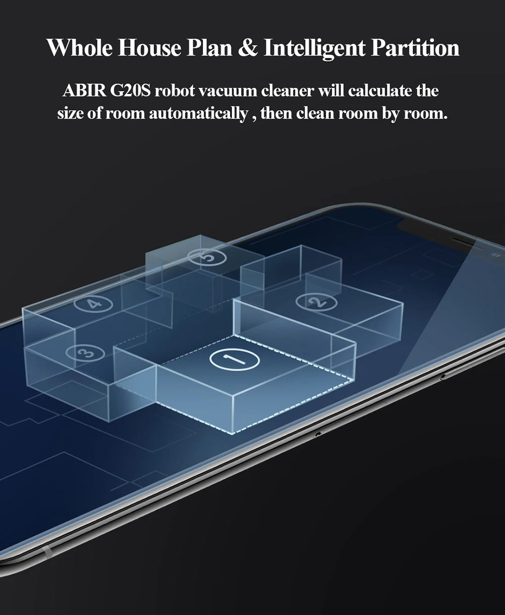 ABIR G20S Saugroboter, KI-Kartennavigation, super intelligente Partition, mit Speicher, WiFi-App, 6000Pa starke Saugkraft, intelligentes Wischen, Desinfektion, funktioniert mit Alexa und Google Assistant