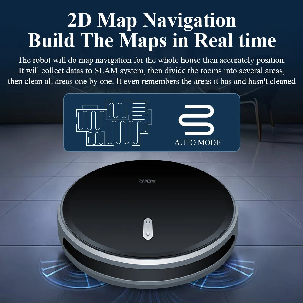 ABIR G20S Saugroboter, KI-Kartennavigation, super intelligente Partition, mit Speicher, WiFi-App, 6000Pa starke Saugkraft, intelligentes Wischen, Desinfektion, funktioniert mit Alexa und Google Assistant