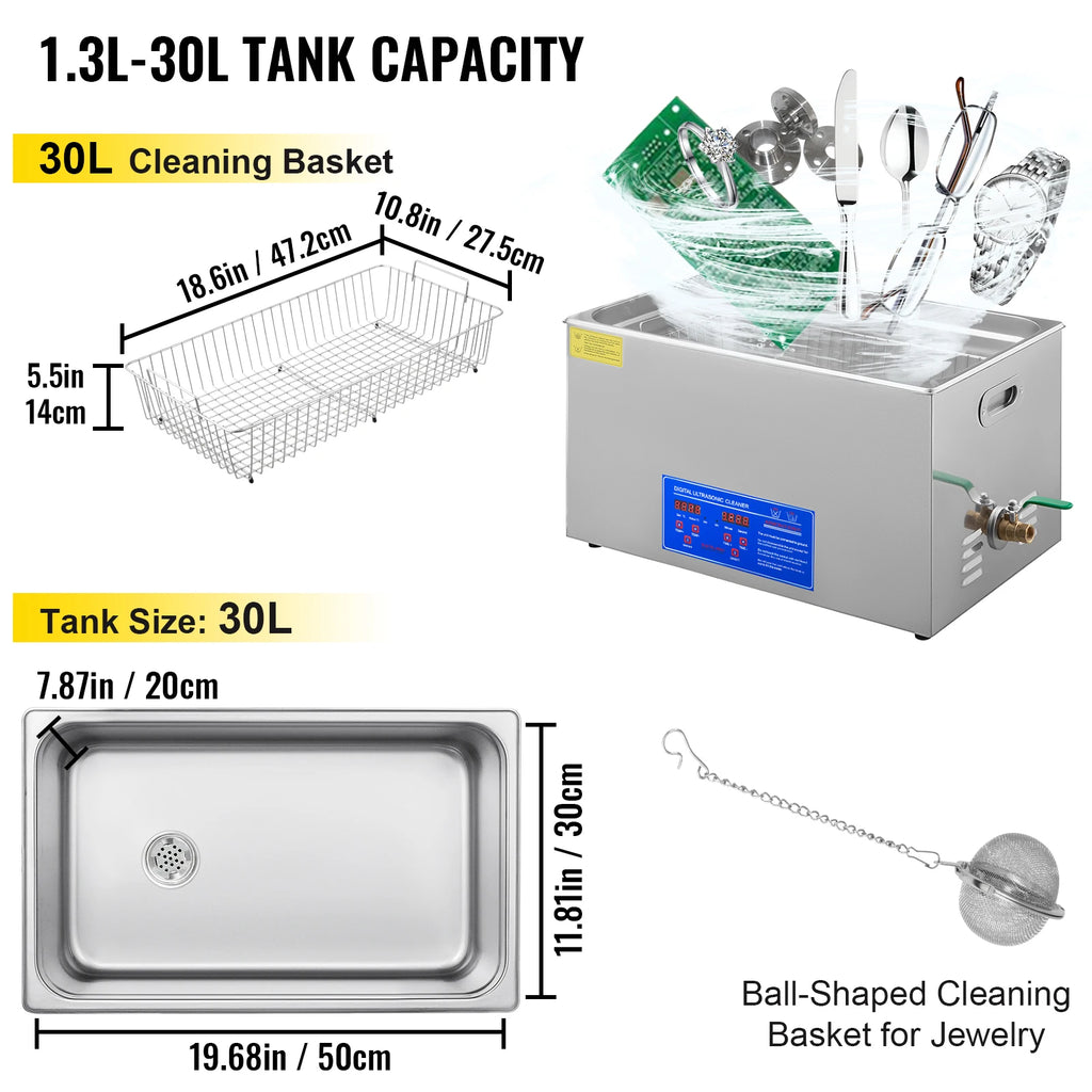 SucceBuy 1.3L 2L 3L 6L 10L 15L 22L 30L Ultraschallreiniger Tragbare Spülmaschine Waschmaschine Ultraschallreinigungsgeräte für den Haushalt