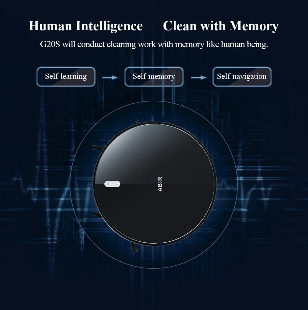 ABIR G20S Saugroboter, KI-Kartennavigation, super intelligente Partition, mit Speicher, WiFi-App, 6000Pa starke Saugkraft, intelligentes Wischen, Desinfektion, funktioniert mit Alexa und Google Assistant