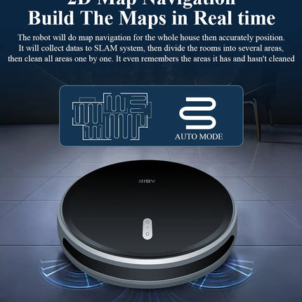 Robot Aspirapolvere ABIR G20S, Navigazione mappa AI, Partizione super intelligente, con memoria, app WiFi, forte aspirazione 6000Pa, lavaggio intelligente a umido, disinfezione, funziona con Alexa e Google Assistant