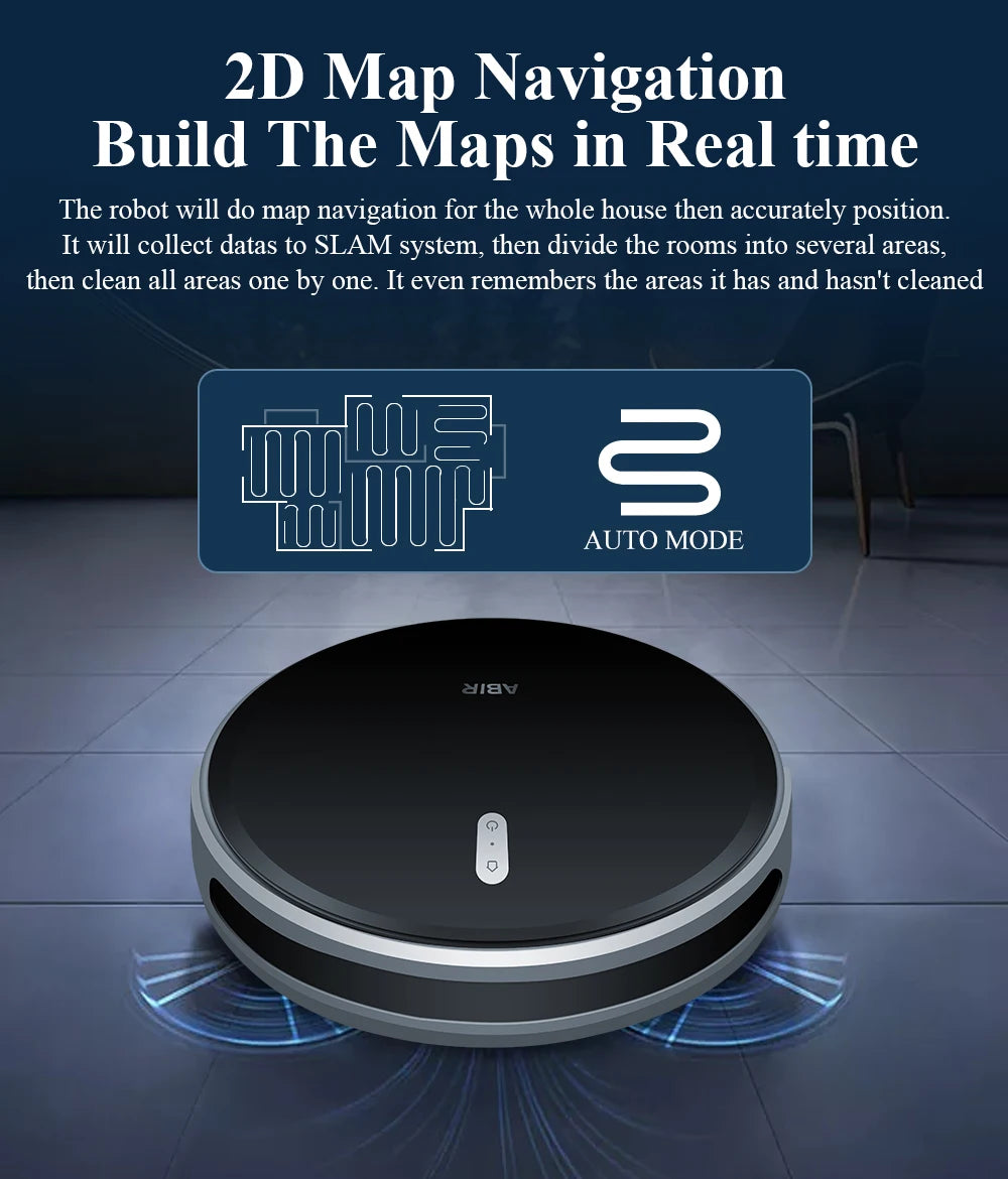 ABIR G20S Saugroboter, KI-Kartennavigation, super intelligente Partition, mit Speicher, WiFi-App, 6000Pa starke Saugkraft, intelligentes Wischen, Desinfektion, funktioniert mit Alexa und Google Assistant