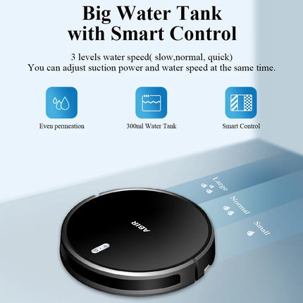 Robot Aspirapolvere ABIR G20S, Navigazione mappa AI, Partizione super intelligente, con memoria, app WiFi, forte aspirazione 6000Pa, lavaggio intelligente a umido, disinfezione, funziona con Alexa e Google Assistant