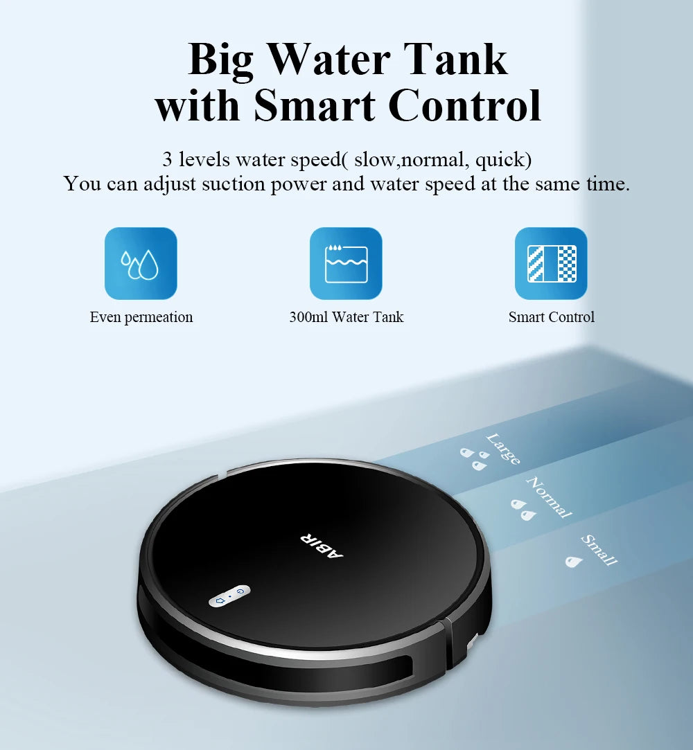 ABIR G20S Saugroboter, KI-Kartennavigation, super intelligente Partition, mit Speicher, WiFi-App, 6000Pa starke Saugkraft, intelligentes Wischen, Desinfektion, funktioniert mit Alexa und Google Assistant