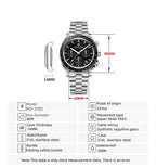 PAGANI DESIGN Orologio da Polso Uomo Quarzo Cronografo Luna Vetro Zaffiro Modello PD-1701-EU