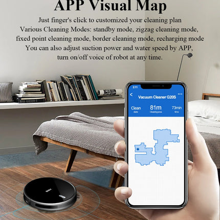 Robot Aspirapolvere ABIR G20S, Navigazione mappa AI, Partizione super intelligente, con memoria, app WiFi, forte aspirazione 6000Pa, lavaggio intelligente a umido, disinfezione, funziona con Alexa e Google Assistant