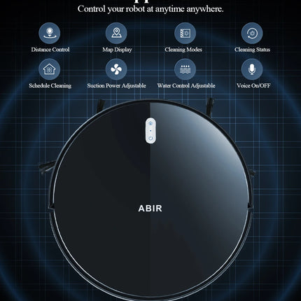 Robot Aspirapolvere ABIR G20S, Navigazione mappa AI, Partizione super intelligente, con memoria, app WiFi, forte aspirazione 6000Pa, lavaggio intelligente a umido, disinfezione, funziona con Alexa e Google Assistant