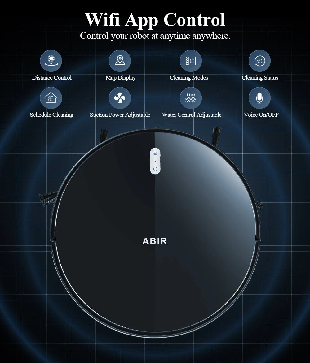 ABIR G20S Saugroboter, KI-Kartennavigation, super intelligente Partition, mit Speicher, WiFi-App, 6000Pa starke Saugkraft, intelligentes Wischen, Desinfektion, funktioniert mit Alexa und Google Assistant