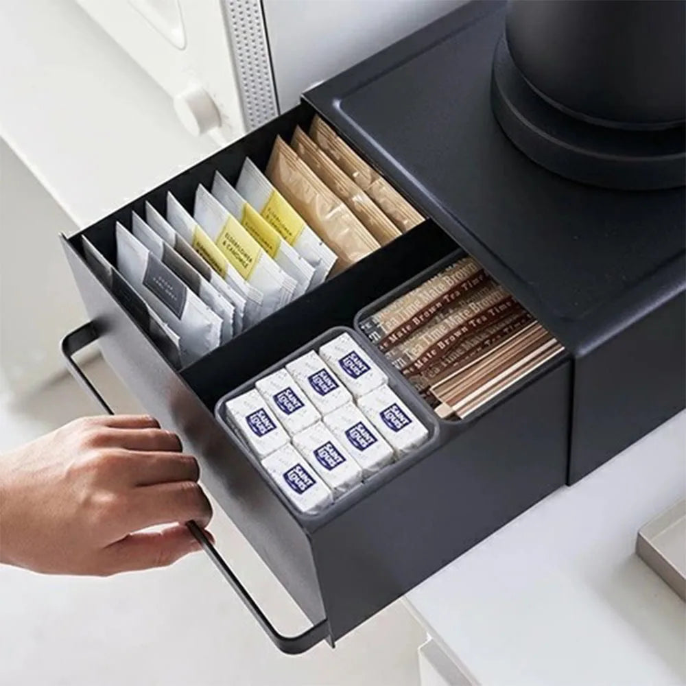 Kaffee- und Tee-Kapselschublade, Aufbewahrungsschrank für Kaffeemaschine, Aufbewahrungsregale für Zuhause, Büro, Café