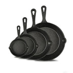 Set di 4 Padelle in Ghisa 14/16/20/26cm Senza Rivestimento Compatibili con Tutte le Fonti di Calore per BBQ, Frittura, Grigliate, Brasatura e Arrosto