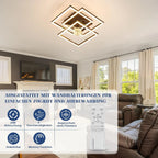 Ventilatore da soffitto nero a 3 teste con cornice quadrata, 33 cm, telecomando dimmerabile