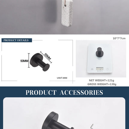 Matt Black Stainless Steel Towel Rack Towel Bar Soap Dish Toilet Paper Holder Towel Hooks Bathroom Accessories