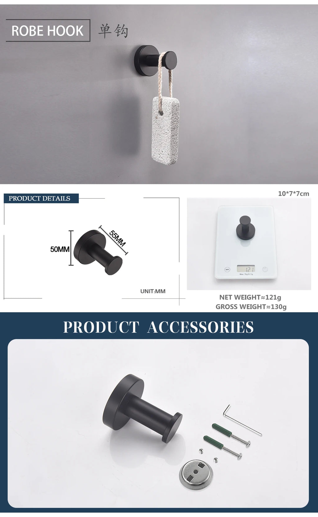 Portasciugamani da parete in acciaio inossidabile nero opaco Portasciugamani Portasapone Porta carta igienica Ganci per asciugamani Accessori per il bagno