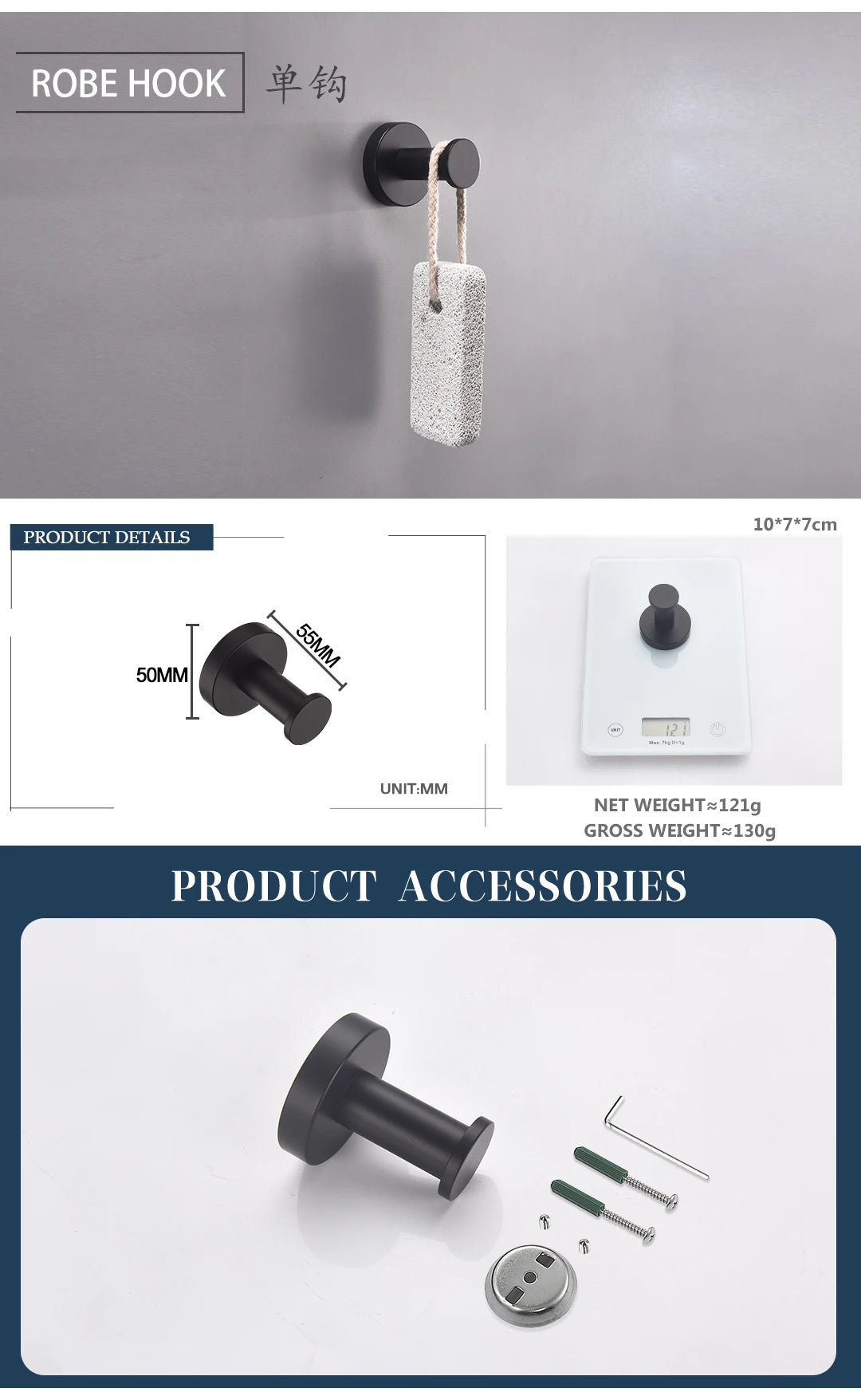 Portasciugamani da parete in acciaio inossidabile nero opaco Portasciugamani Portasapone Porta carta igienica Ganci per asciugamani Accessori per il bagno