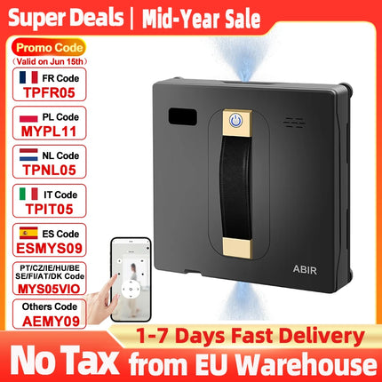 ABIR WD8 Window Cleaning Robot, Dual Water Spray, Smart AI Cleaning, Upgraded Laser, Glass Wall Washer for Smart Home
