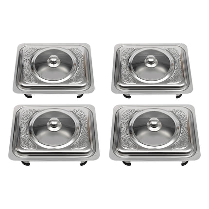 4/8 Pezzi Teglia Chafer da Buffet con Coperchio Scaldavivande Rettangolare per Ristorante