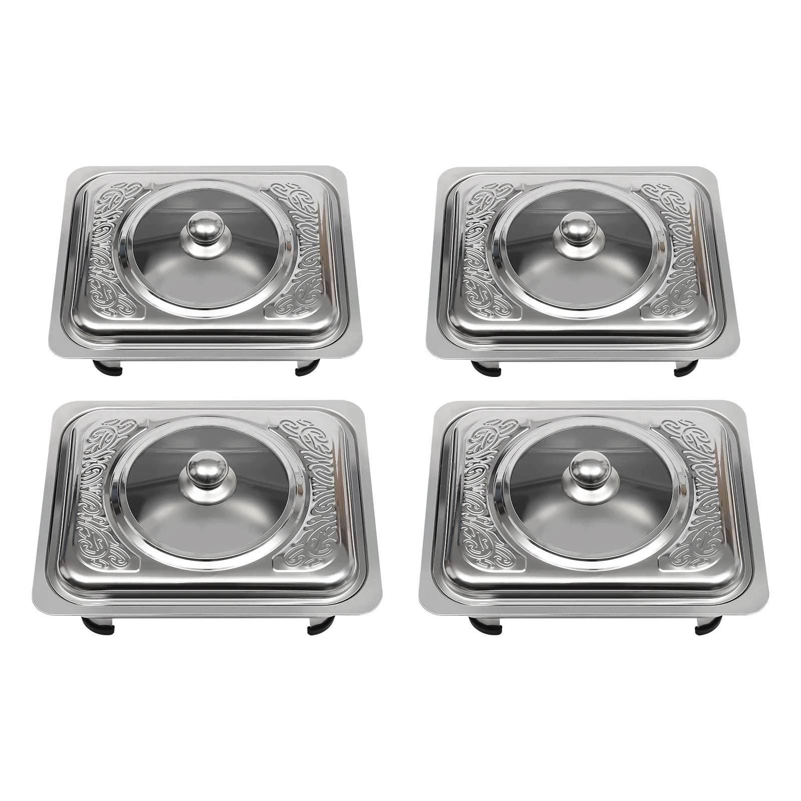 4/8 Stück Chafer-Pfannen-Buffet-Servierbehälter mit Deckel, rechteckiger Speisenwärmer-Pfannen-Servierbehälter