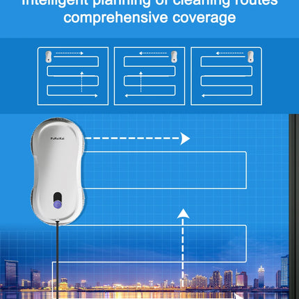 PuRuiKai Automatic Window Cleaning Robot with Dual Spray, 5600Pa Suction, Remote Control and Edge Detection for Home