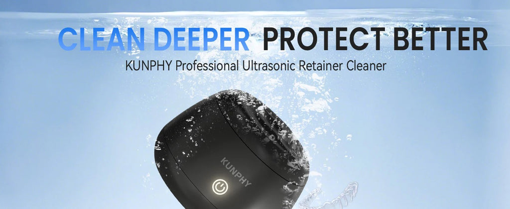 KUNPHY Dental Pod Ultraschallreiniger für Retainer, UV-Licht-Sterilisator für Aligner, Nachtschienen, Mundschutz, Zahnprothesenreiniger