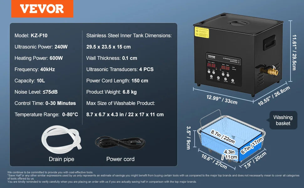 SucceBuy 2L 3L 6L 10L 15L Ultraschallreiniger Tragbare Ultraschall-Spülmaschine Ultraschall-Haushaltsgeräte mit Timer