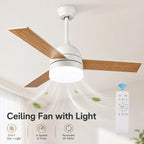 Ventilatore da Soffitto LED 2-in-1 con Luce, Telecomando, Dimmerabile, Reversibile, Silenzioso, 6 Velocità, per Camera da Letto, Soggiorno, Sala da Pranzo