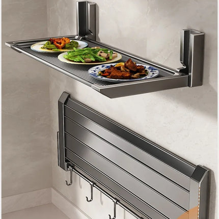 Hanging Kitchen Organizer, Foldable Dish Rack, Wall Shelf for Vegetables and Spices