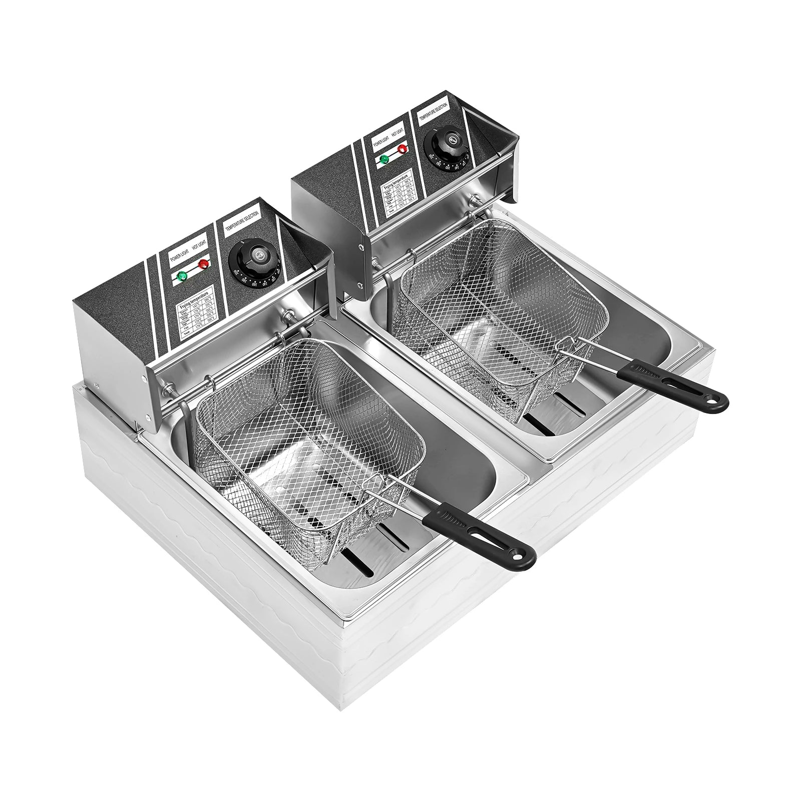 Friggitrice Elettrica a Doppia Vasca Bymaocar EF-82 2.5KW+2.5KW 30L Acciaio Inox 410