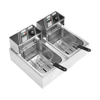 Friggitrice Elettrica a Doppia Vasca Bymaocar EF-82 2.5KW+2.5KW 30L Acciaio Inox 410
