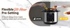 Aigostar Elektrischer Schnellkochtopf 18-in-1, programmierbarer 6-Liter-Kochtopf 24 Stunden, 3 Druckstufen, 1000 W Multikocher mit LED-Anzeige für Jogh