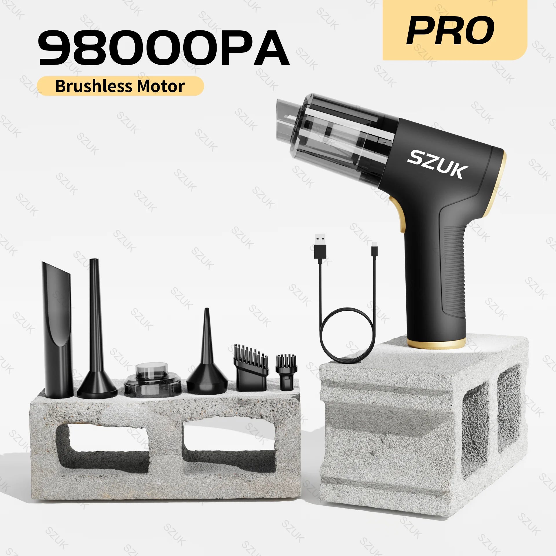 SZUK 98000PA Auto-Staubsauger Mini Leistungsstarke Reinigungsmaschine Starke Saugkraft Drahtloser Handstaubsauger für Zuhause und Auto