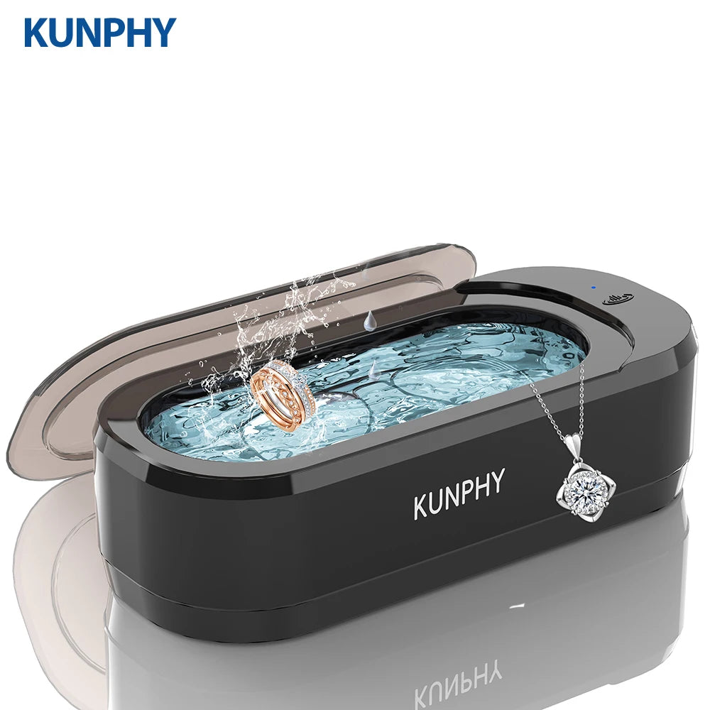 KUNPHY Ultraschallreiniger 350ml 46KHz Professioneller Ultraschallreiniger mit One-Touch-Bedienung Ultraschallreiniger für Ringe Brillen