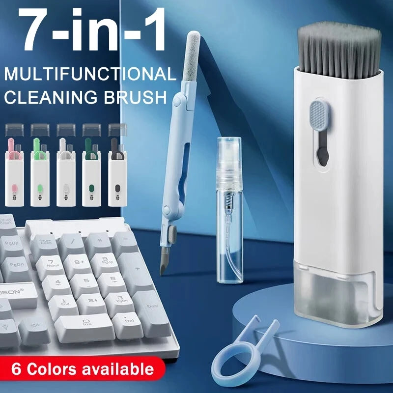7 in 1 kit spazzola per pulizia tastiera computer penna per pulizia auricolari per auricolare strumenti per la pulizia della tastiera kit estrattore per copritasti detergente